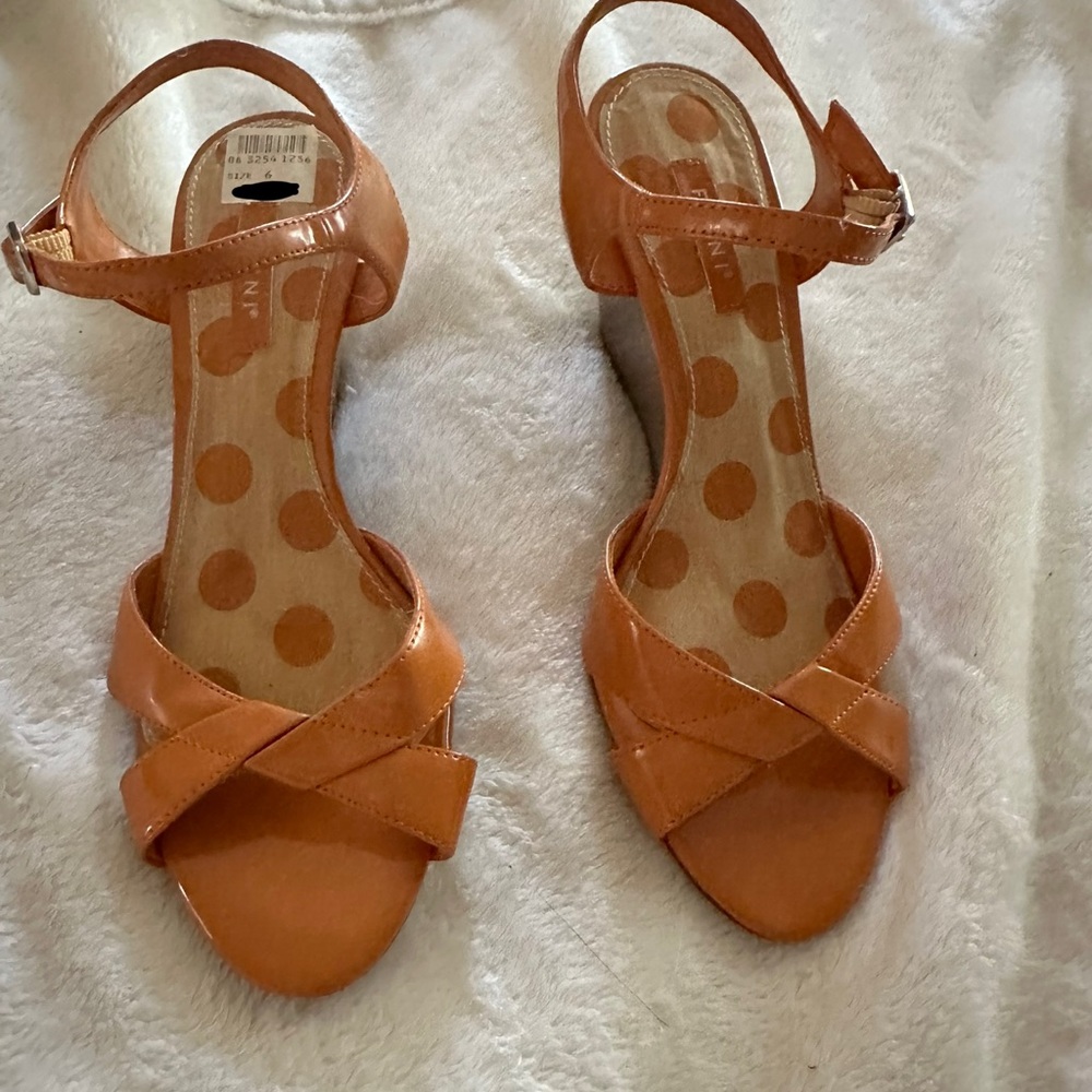 Orange wedge sandals